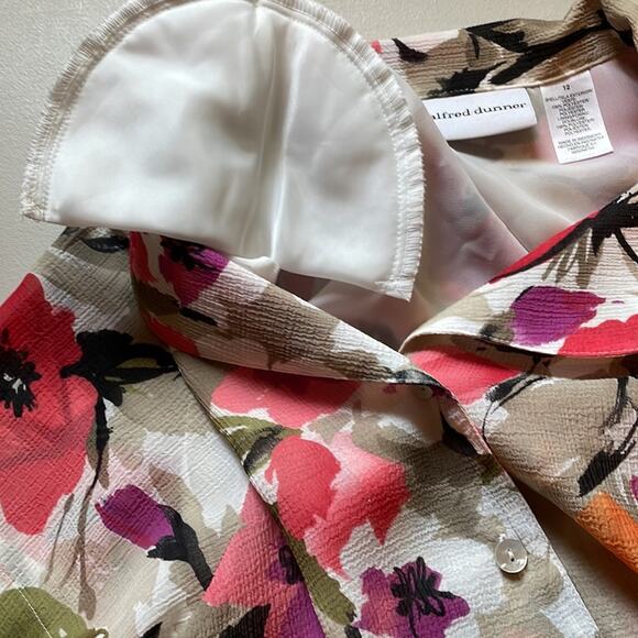 Alfred Dunner Vintage Floral Short Sleeve 80s Button Front Lined Blouse size 12 - Picture 5 of 10
